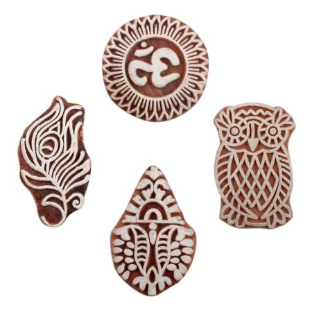 Set of 4 Piece New Mix Wooden Printing Block